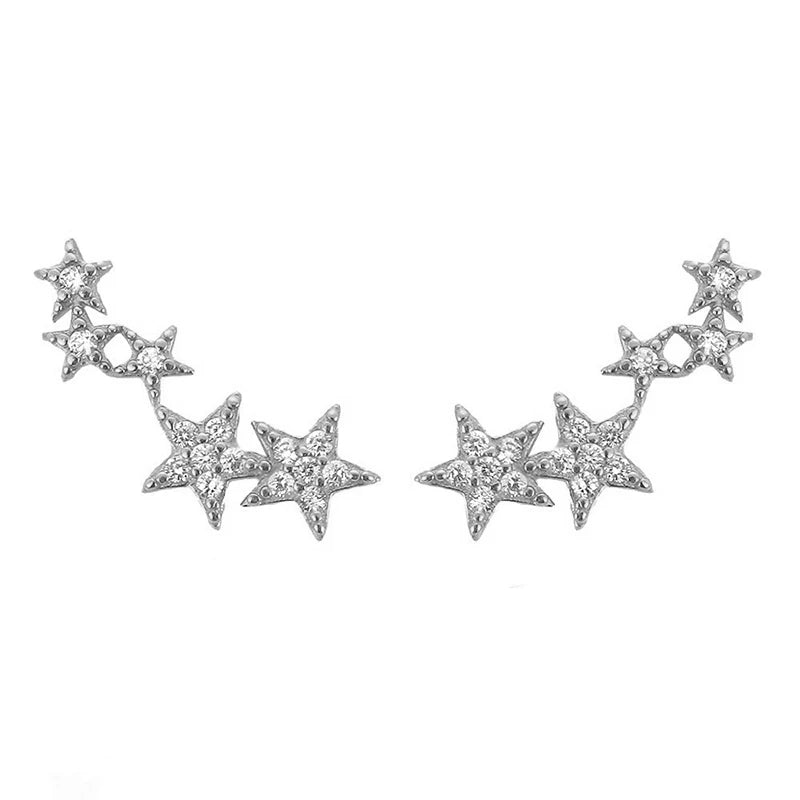 TrustDavis 925 Sterling Silver Women's Fashion Simple Star Zircon Earrings for Women Girls Birthdays Jewelry Gift  DS4698