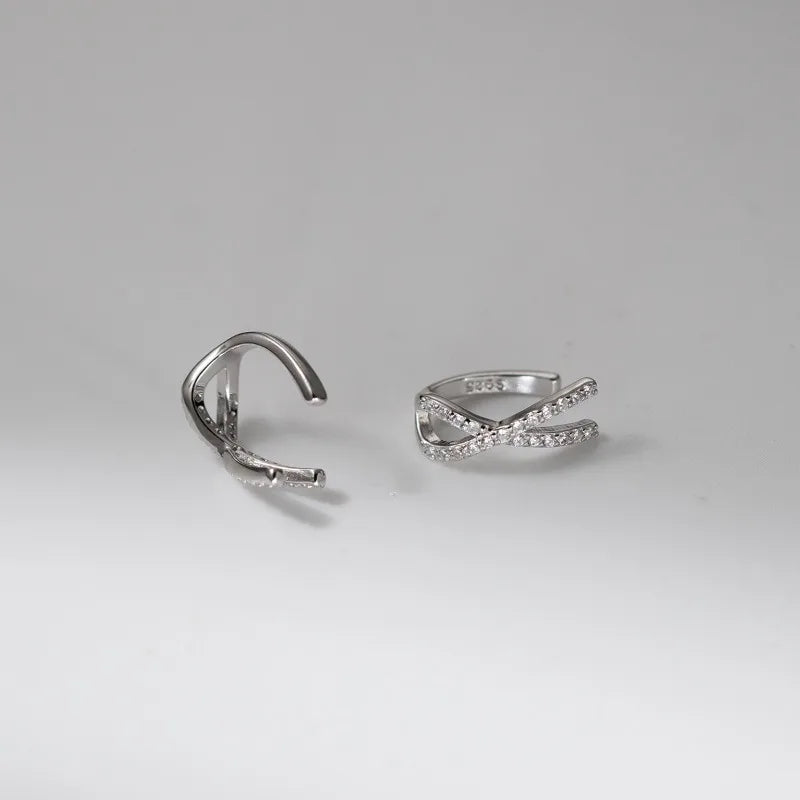 Exquisite and Minimalist Cross Zircon Clip Earrings for Women DS4968