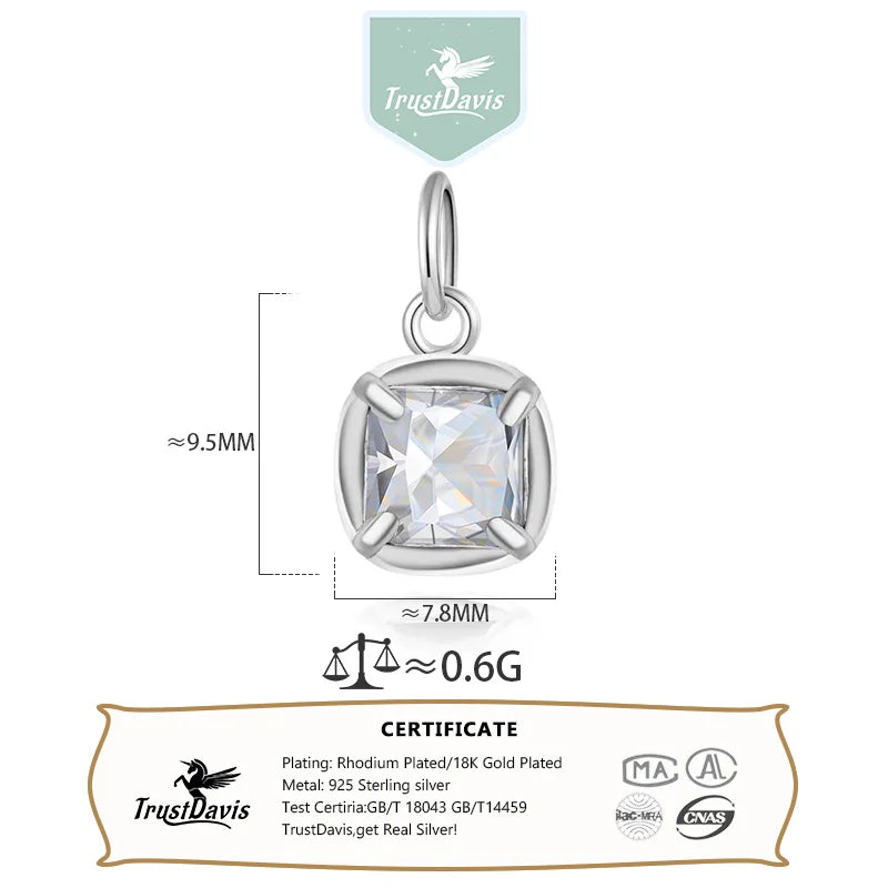 Fashion Square Zirconia Charm Pendant DZ1769