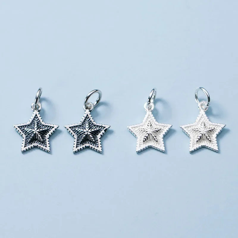 Trustdavis Real 925 Sterling Silver Fashion Sweet Cool Star Charm Pendant Handmade DIY Accessories Jewelry Wholesale DZ272