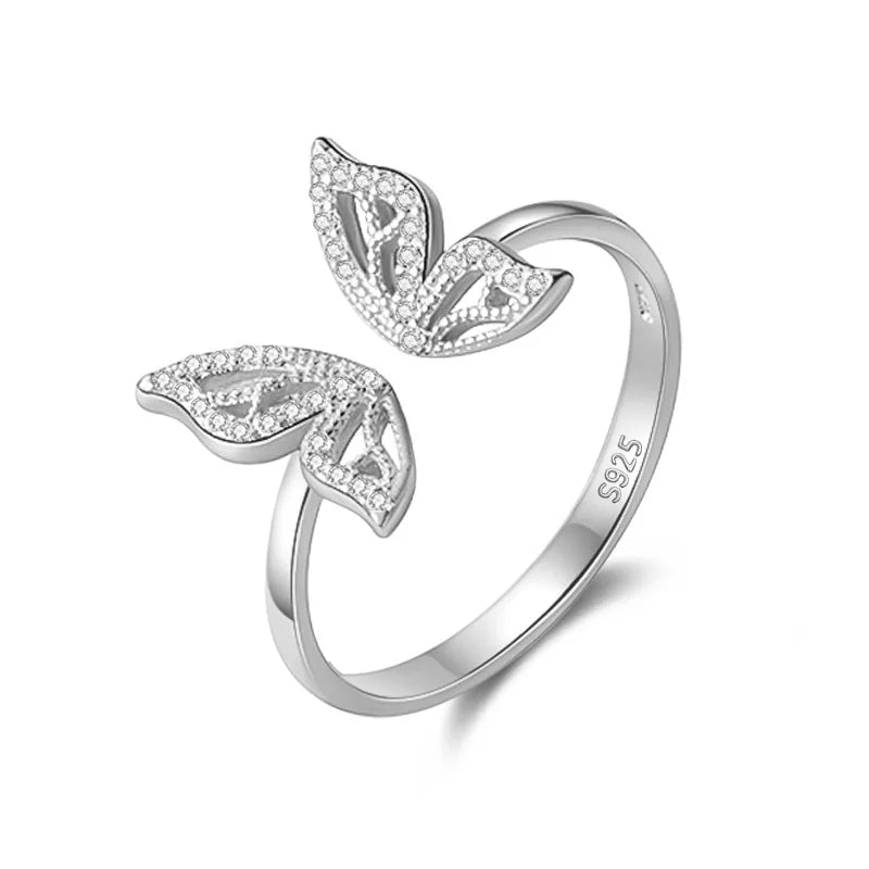 Trustdavis Genuine 925 Sterling Silver Insect Butterfly Opening Ring For Women Wedding Valentine's Day Fine S925 Jewelry DA2744