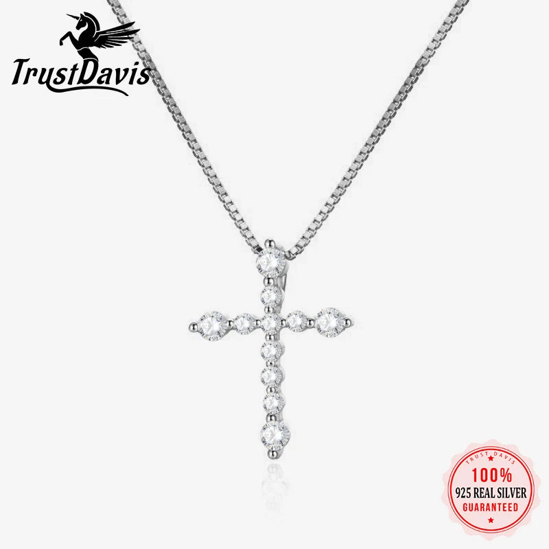 TrustDavis Real 925 Sterling Silver Casual Cross Charm Pendant Punk Handmade DIY Accessories Fine Jewelry Wholesale  DZ1676