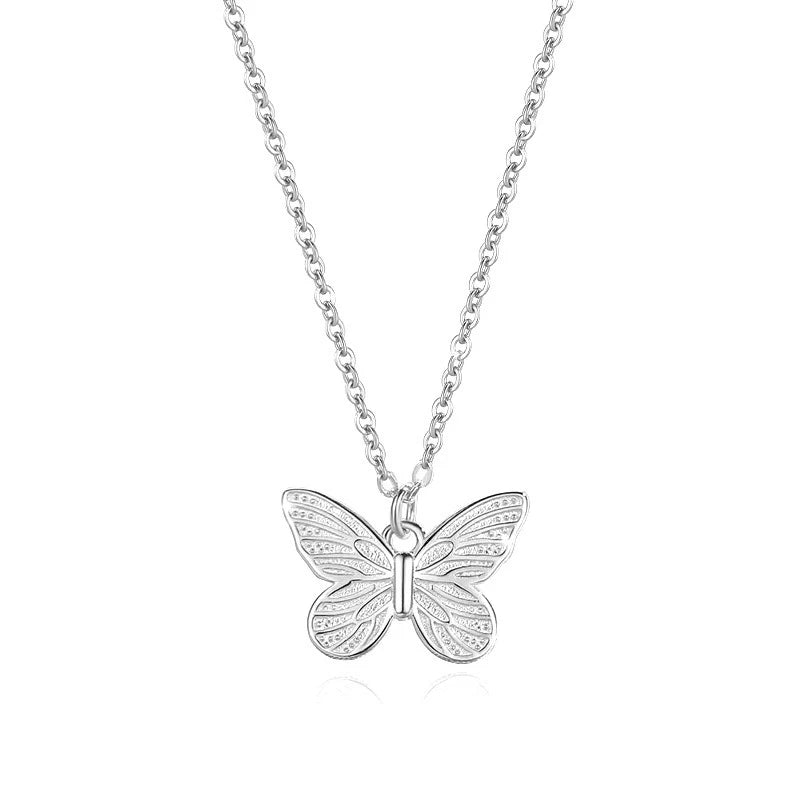 TrustDavis 925 Sterling Silver Women's Fashion Simple Butterfly Pattern Necklace for Women Girls Jewelry Gift DS4379