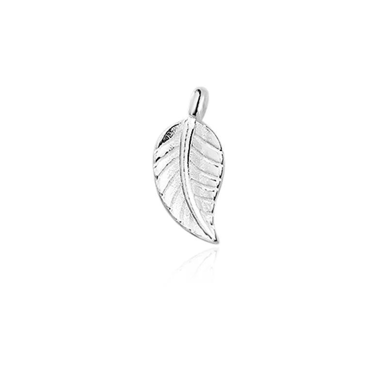 TrustDavis New Real 925 Sterling Silver Fashion Personality Leaf Charm Pendant Handmade DIY Accessories Wholesale DZ1724