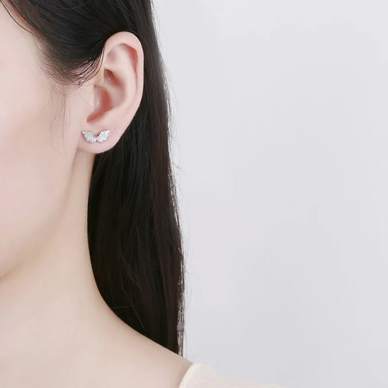 TrustDavis Real 925 Sterling Silver Earring Love Animal Bear Heart CZ Screw Stud Earrings for Daughter Girls Jewelry Gift DA3172