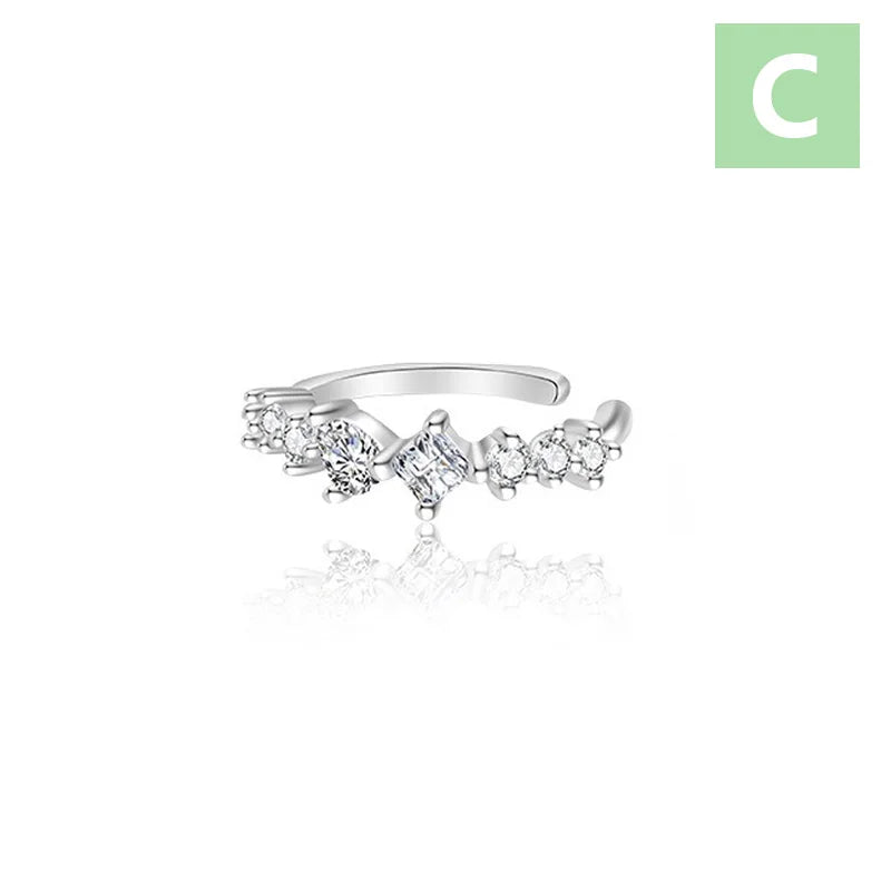 Star Moon Zircon Single Clips Earrings  DS4749