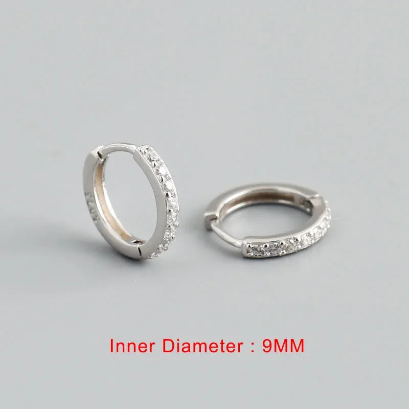 TrustDavis Luxury 925 Sterling Silver Fashion White Zircon Charm Hoop Earring For Fashion Women Wedding Party Jewelry DA2725