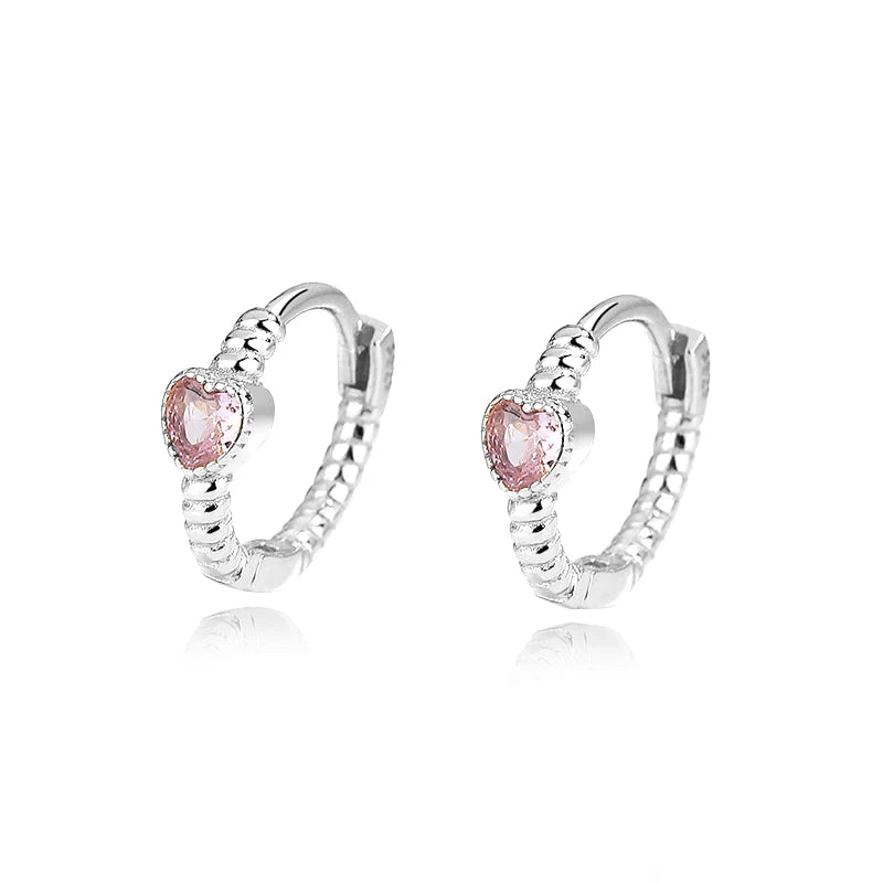 TrustDavis Real 925 Sterling Silve Hoop Square Cat's Paw Heart CZ Pendant Hoop Earrings For Daughter Girls Women Jewelry DG0190