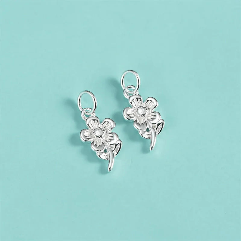 TrustDavis Real 925 Sterling Silver Pendant Handmade DIY Necklace  Flower Exquisite Accessories Fine S925 Jewelry Gift DZ1820