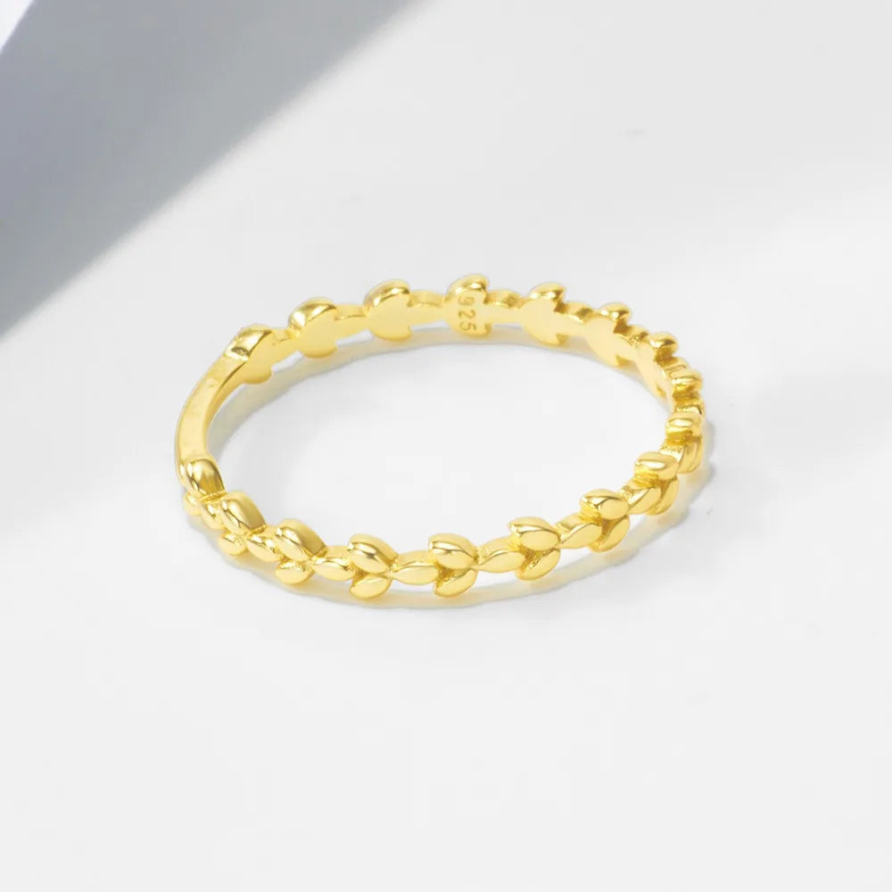 TrustDavis 925 Sterling Silver Fashionable and Luxurious Leaf Ring for Trend Women Party Ring Jewelry DS4762