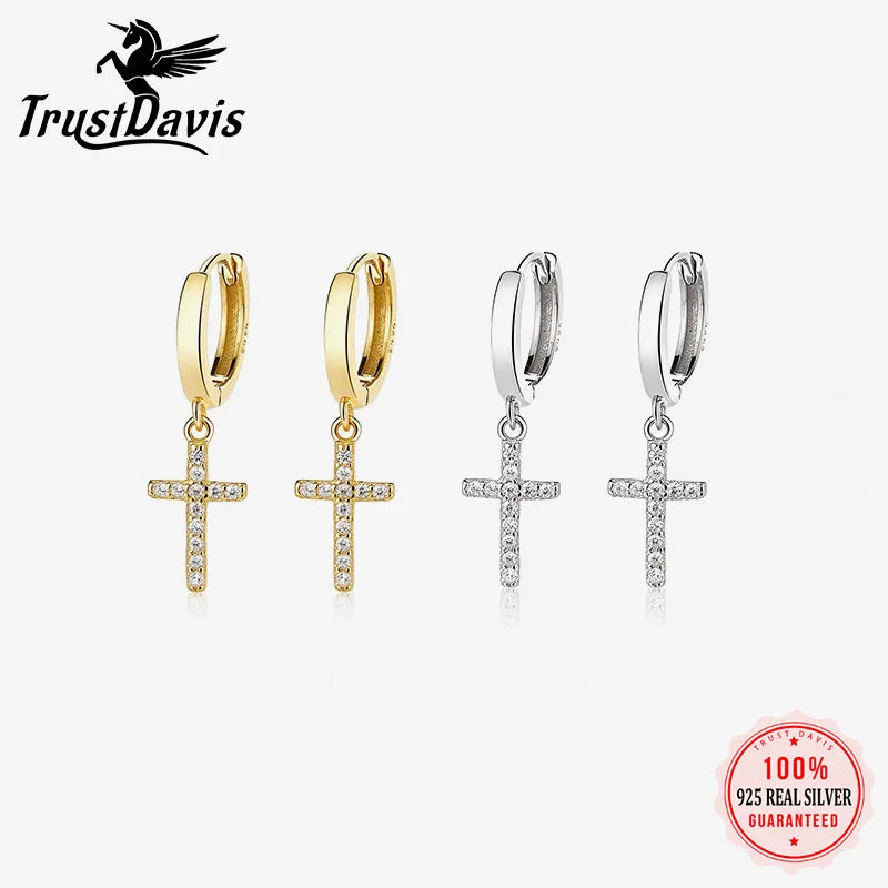 Cross Zircon Hoop Earrings DS5022