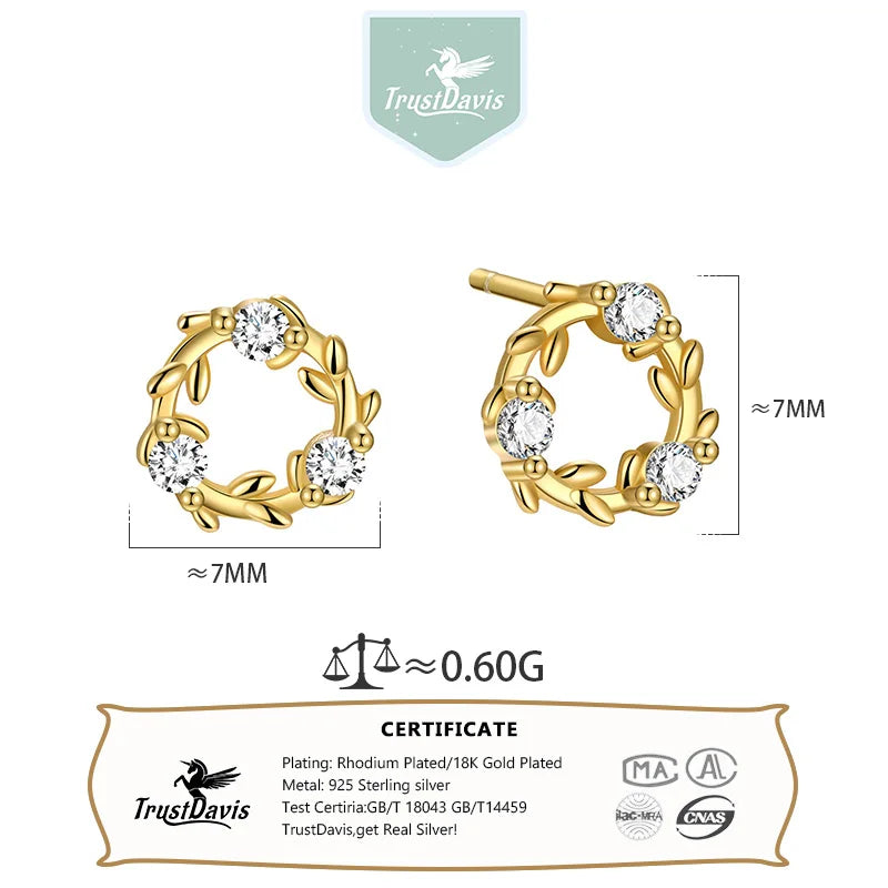 Zircon Round Branch and Leaf Earrings DS4284