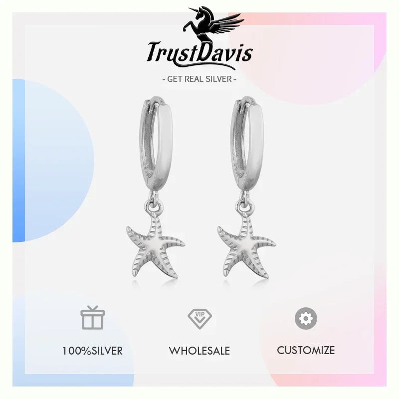 Fashion Ocean Elements Starfish Hanging Hoop Earrings DS4095