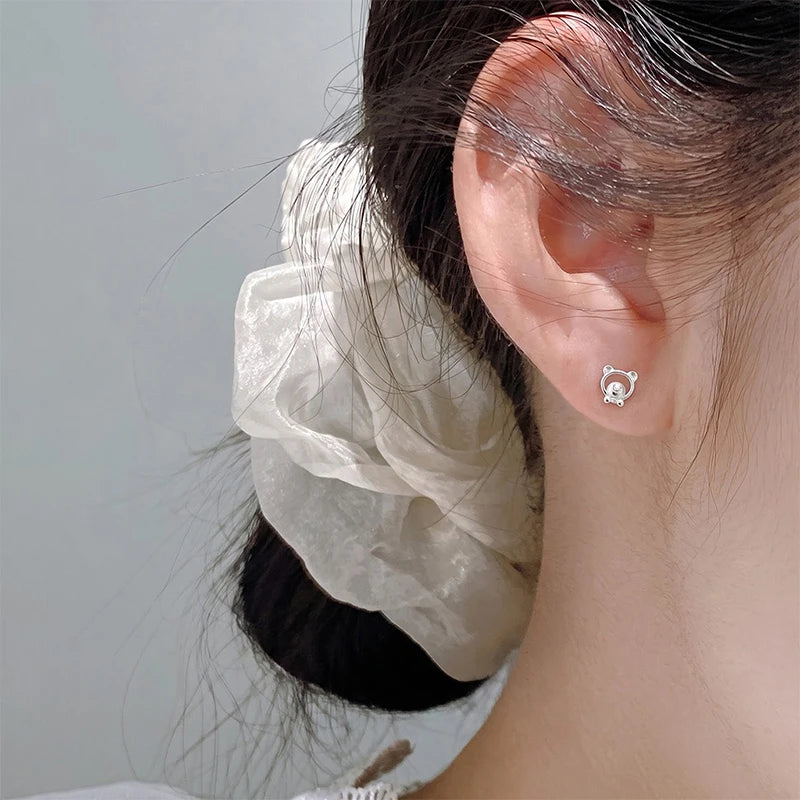 Bear Paw Screw Earrings for Women Daily Wear Jewelry Gift DS4982