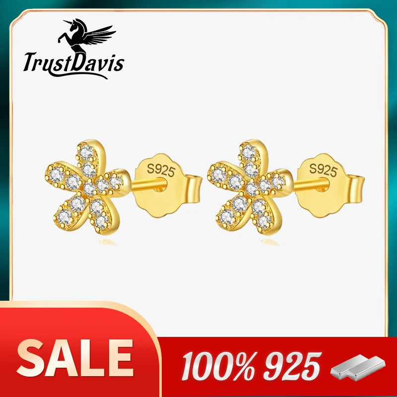Sweet Flower CZ Stud Earrings DF189