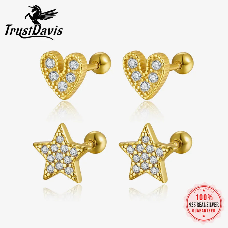 Geometric Zircon Screw Stud Earrings DS4644