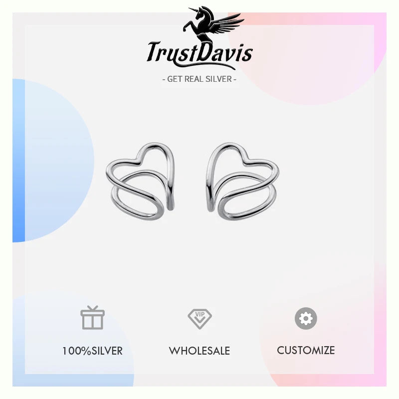 Heart-shaped Silver Clips Earrings DS4867