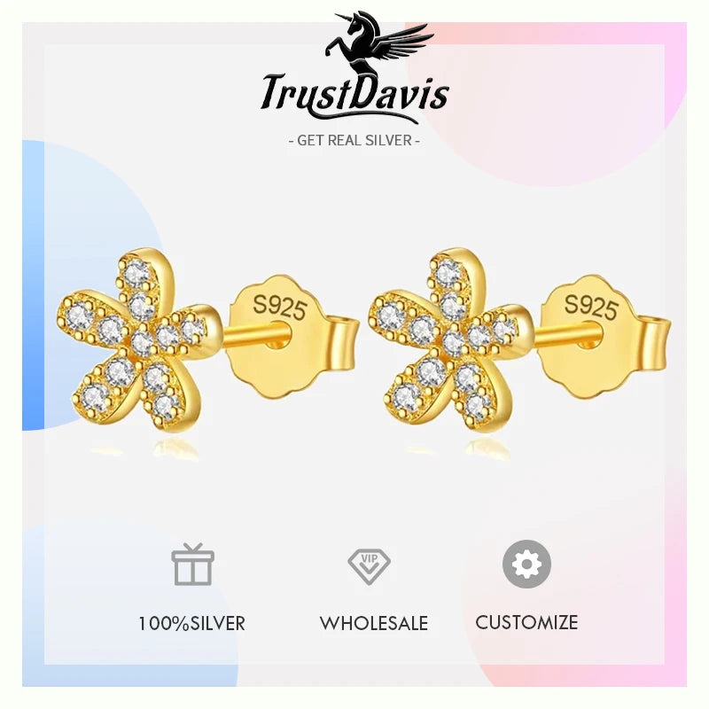 Sweet Flower CZ Stud Earrings DF189