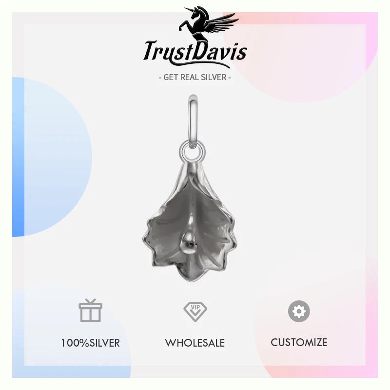 TrustDavis Real 925 Sterling Thai Silver Fashion Trumpet Flower Charm Pendant Handmade DIY Accessories Wholesale Jewelry DZ457