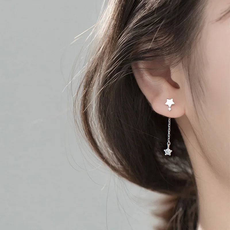 Sweet asymmetric Chsin Star Stud Earrings DS2701