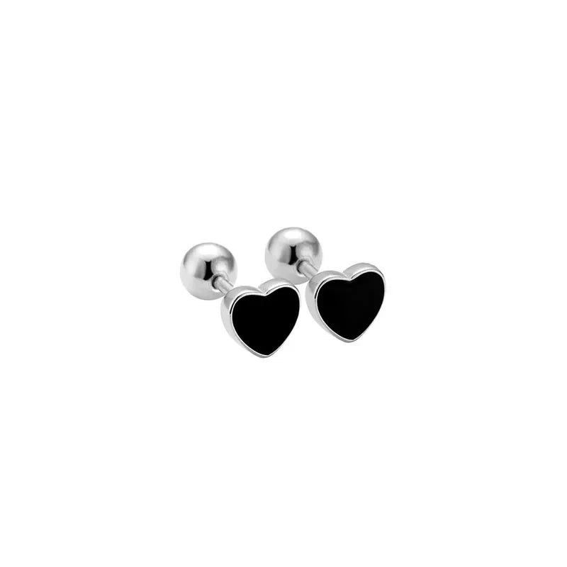 TrustDavis Real 925 Sterling Silver Romantic Heart Bead Screw Stud Earrings For Women Wedding Minimalist Fine Jewelry DS1155