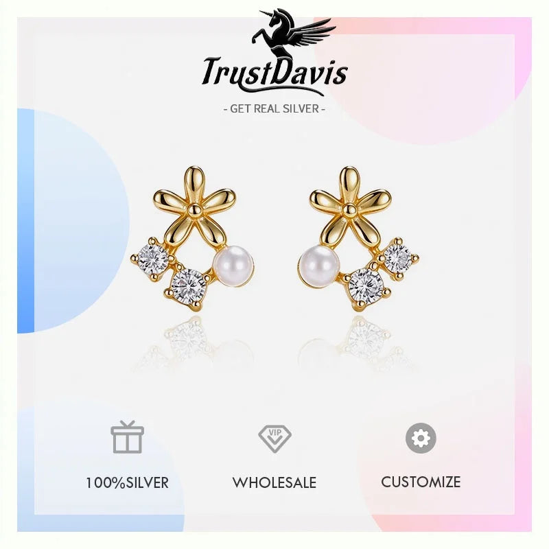 Flower Pearl Stud Earrings DS5010