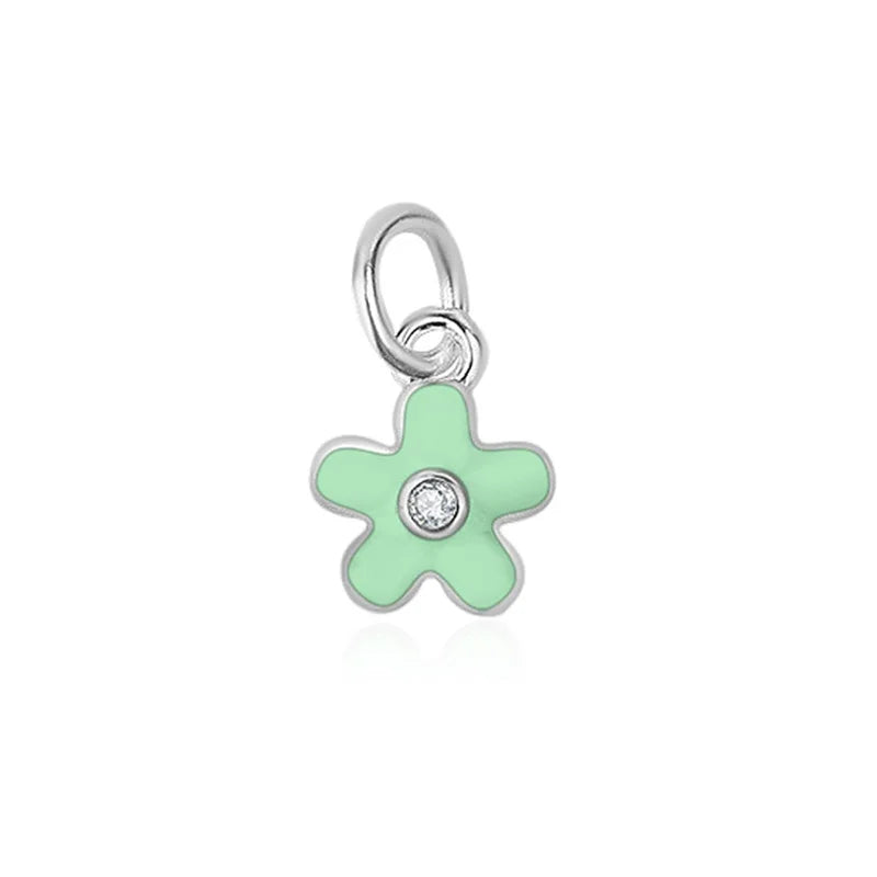 TrustDavis Real 925 Sterling Silver Fashion Drip Gum Flower Charm Pendant Handmade DIY Accessories Fine Jewelry Wholesale HY047