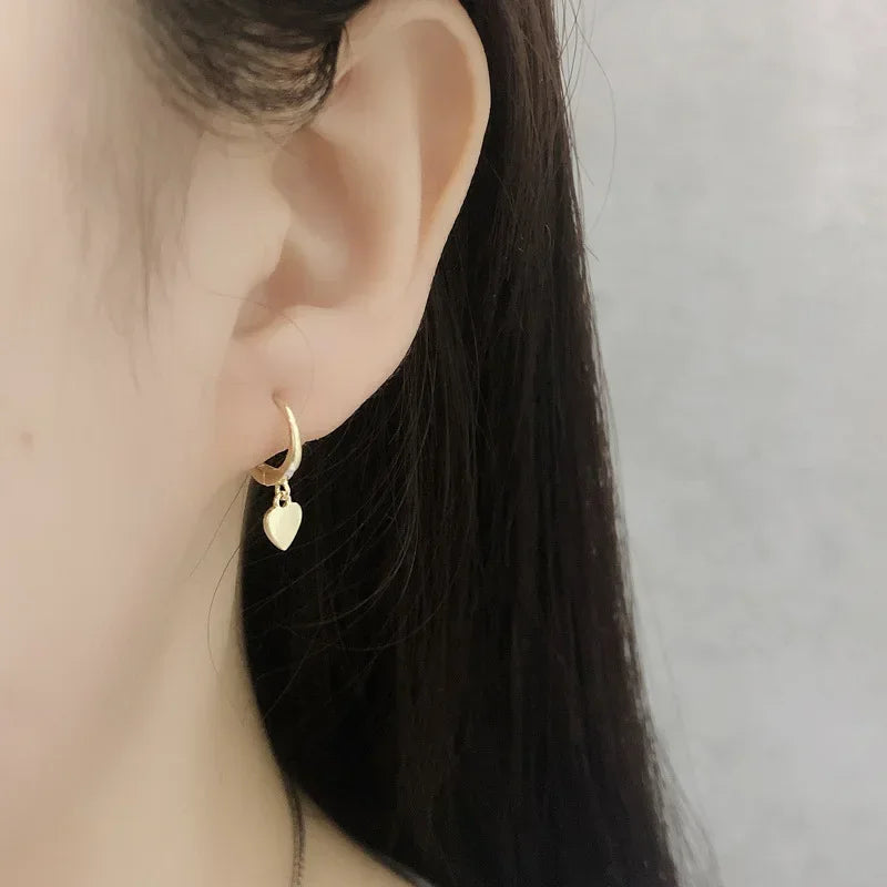 TrustDavis Authentic 925 Sterling Silve Fashion Romantic Heart Charm Hoop Earrings For Women Wedding Party Fine Jewelry DA2114