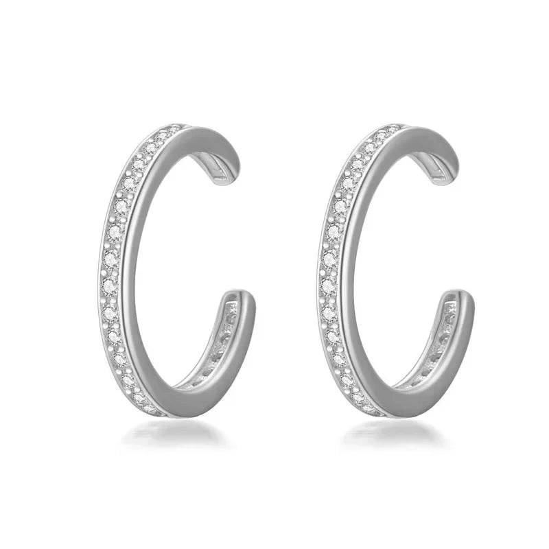 TrustDavis Genuine 925 Sterling Silver Sweet Dazzling CZ Ear Cuff Clip Earring For Women Piercing Earing Jewelry Gift DE0082