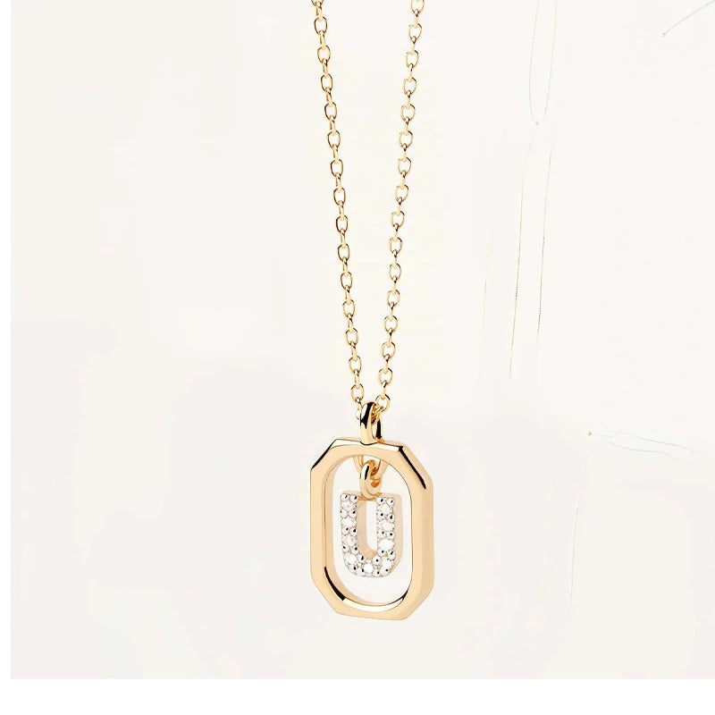 Square Hollow 26 Letter Necklace DS4772