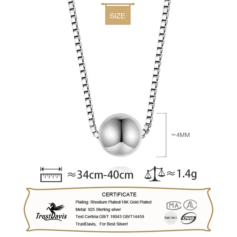 TrustDavis Minimalist 925 Sterling Silver Mini Round Bead Clavicle Chain For Women Wedding Party S925 Necklace Jewelry DS843
