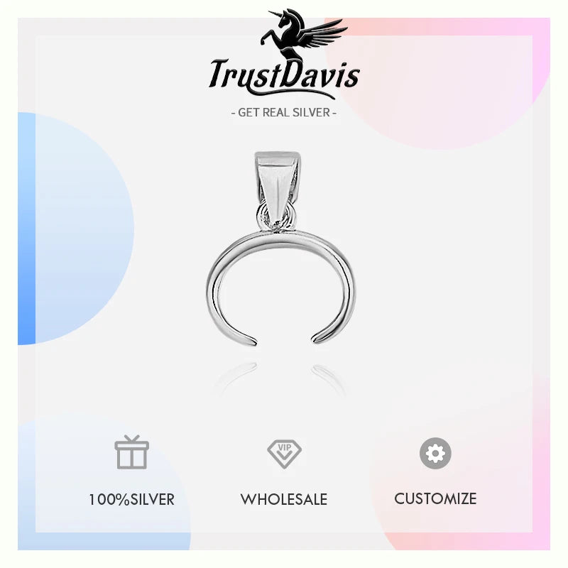 TrustDavis Real 925 Sterling Silver Fashion Bull Nose Clip Charm Pendant Handmade DIY Accessories Fine Jewelry Wholesale DZ1742