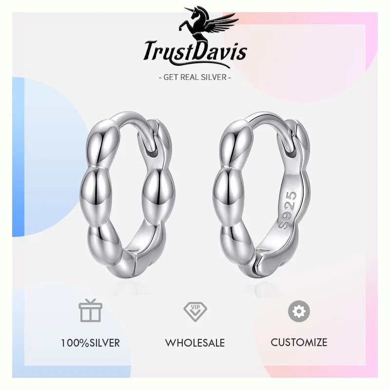 Silver Bead Hoop Earrings DS5027