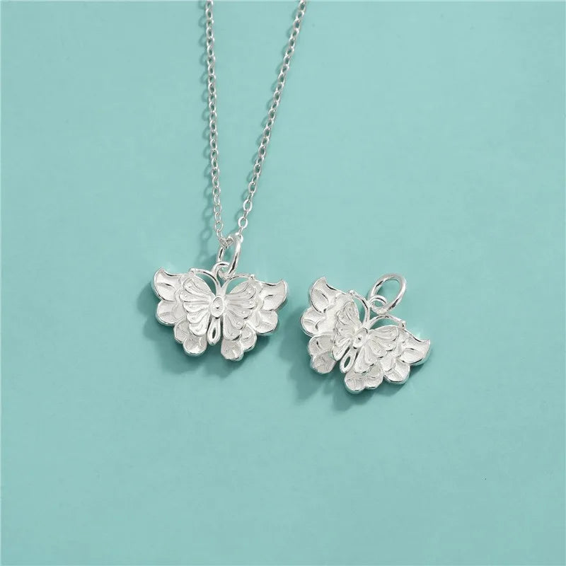 TrustDavis Real 925 Sterling Silver Retro Stereo Butterfly Charm Pendant Handmade DIY Accessories Fine Jewelry Wholesale DZ1740