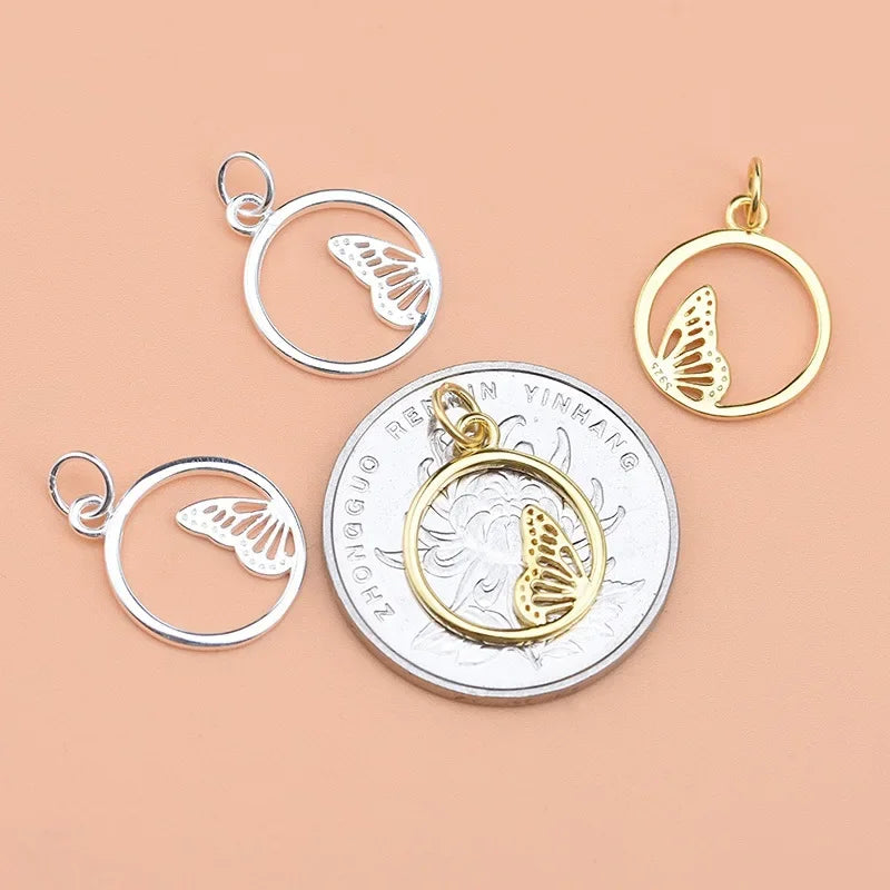 Fashion Round Butterfly Charm Pendant Handmade HY088