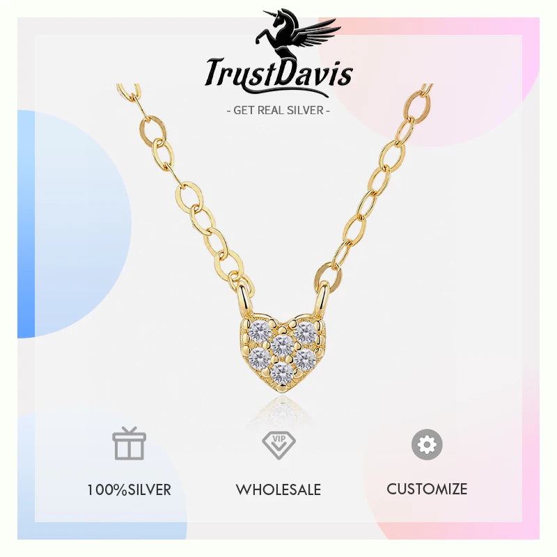 Fashion and Luxury Heart-shaped Zircon Clavicle Necklace DS4933