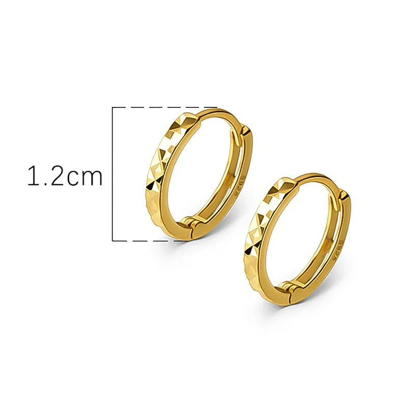 TrustDavis 925 Sterling Silver Minimalism Geometric Faceted Hoop Earring For Fashion Women Men Fashion Punk Fine Jewelry DA2679