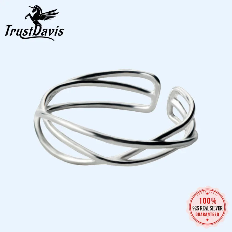 TrustDavis 100% 925 Sterling Silver Fashion Women Jewelry Hollow Cocktail Ring Sizable 5 6 7 Girls Xmas Gift DS482