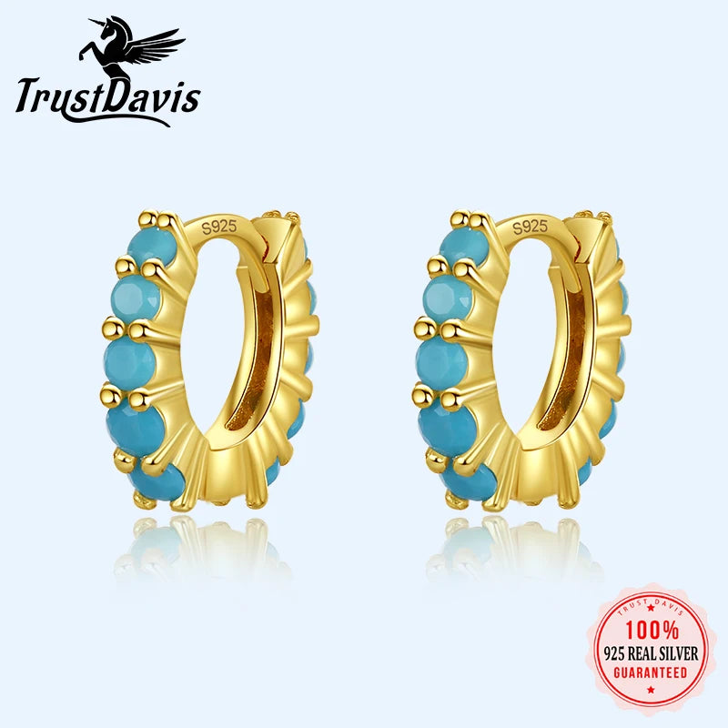 Real 925 Sterling Silver Fashion Sweet Colour Hoop Earring DA2691