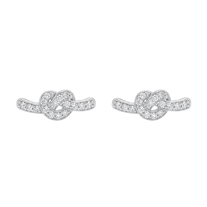 Knot Earring Minimalist Cube CZ Love Knot Stud Earrings DS5000