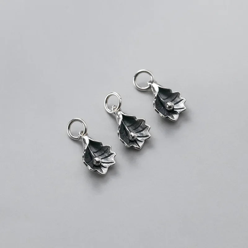 TrustDavis Real 925 Sterling Thai Silver Fashion Trumpet Flower Charm Pendant Handmade DIY Accessories Wholesale Jewelry DZ457