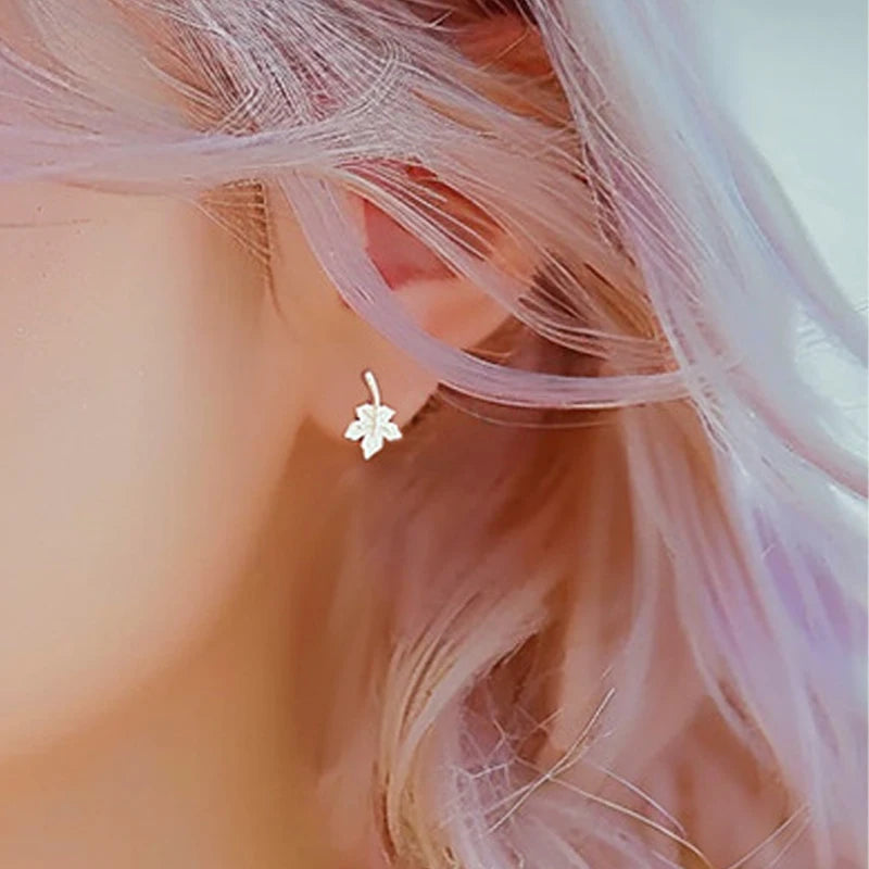 Trustdavis Real 925 Sterling Silver Fashion Stud Earrings Plant Fine for Women Wedding Birthday Present Jewelry  DS4016