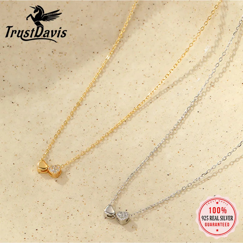 Double Heart Zircon Necklace DS4825
