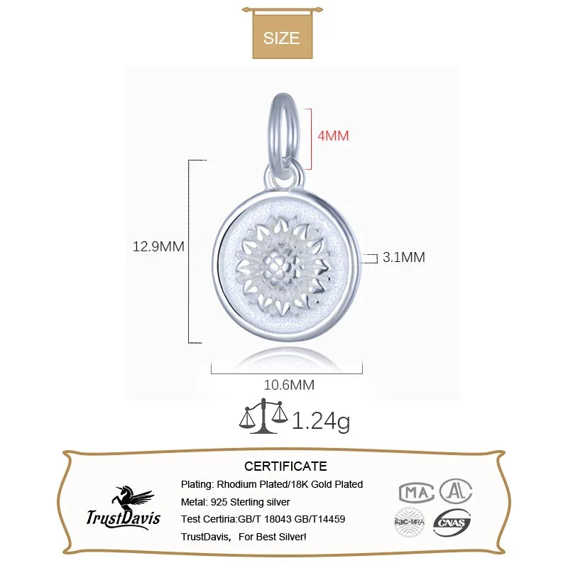 Round Coin Sunflower Charm Pendant DIY Necklace Bracelet Accessories HY636