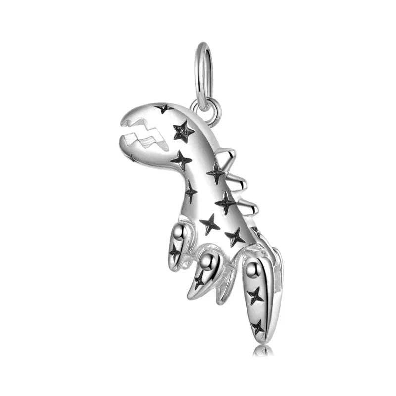 TrustDavis Real 925 Sterling Silver Fashion Dinosaurs Pendant Handmade DIY Fit Necklace Bracelet Accessories Fine Jewelry DZ770