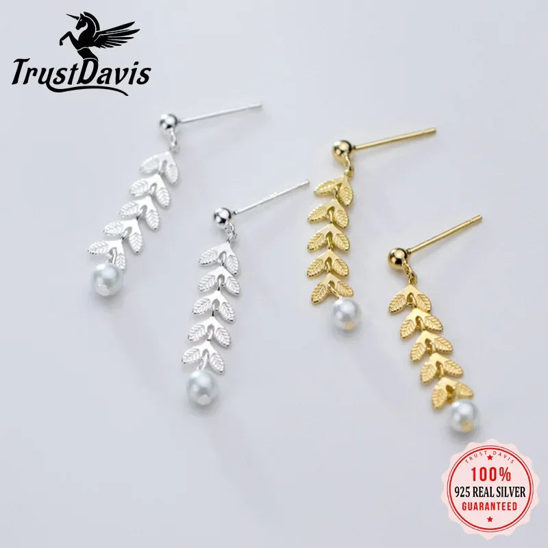 Trustdavis Real 925 Sterling Silver Sweet Charm Min Pearl Short Stud Earrings For Women Wedding Party Fine S925 Jewelry DA3214