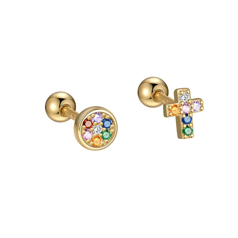 Zirconia Cross Screw Earrings DS4710