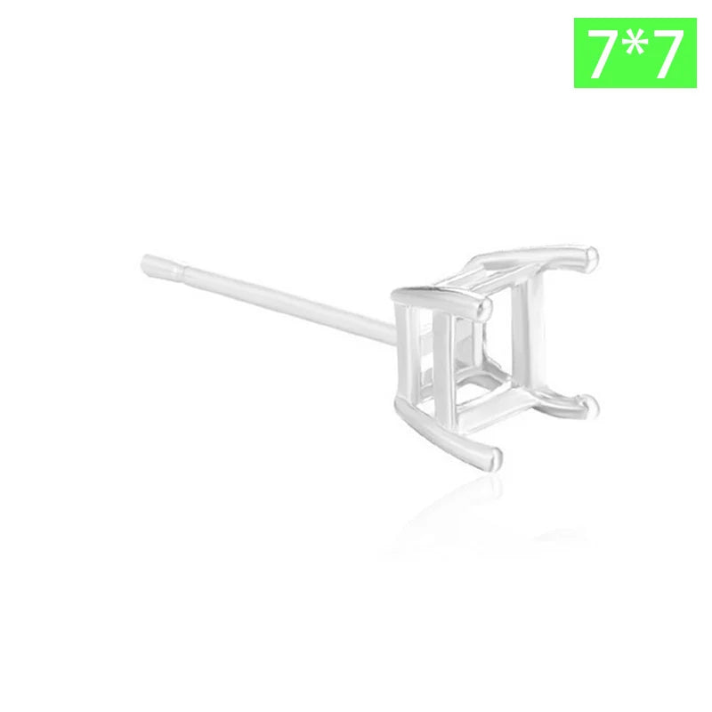 TrustDavis Real 925 Sterling Silver fashion Four clawed square earring ear rest Handmade DIY Accessories Wholesale DZ1761