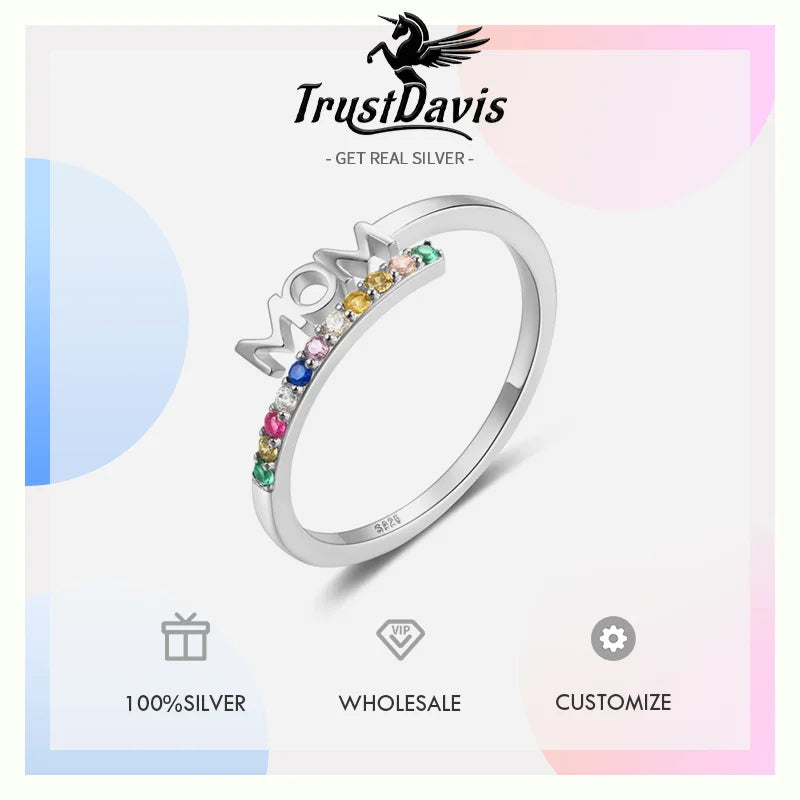 Letter Mom Colored Zircon Ring DS4830