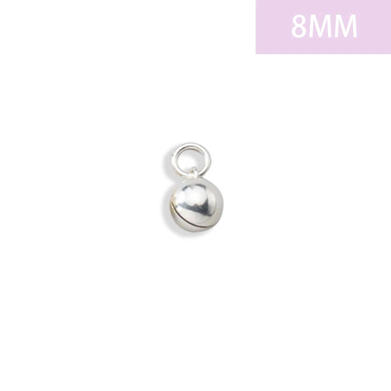 TrustDavis Real 925 Sterling Silver Glossy Round Small Bell Charm Pendant Handmade DIY Accessories Jewelry Wholesale DZ1792